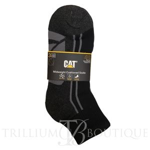 CAT Caterpillar Men's Logo Half Cushion Quarter Socks 3 Pairs Multi NWT US 8-12